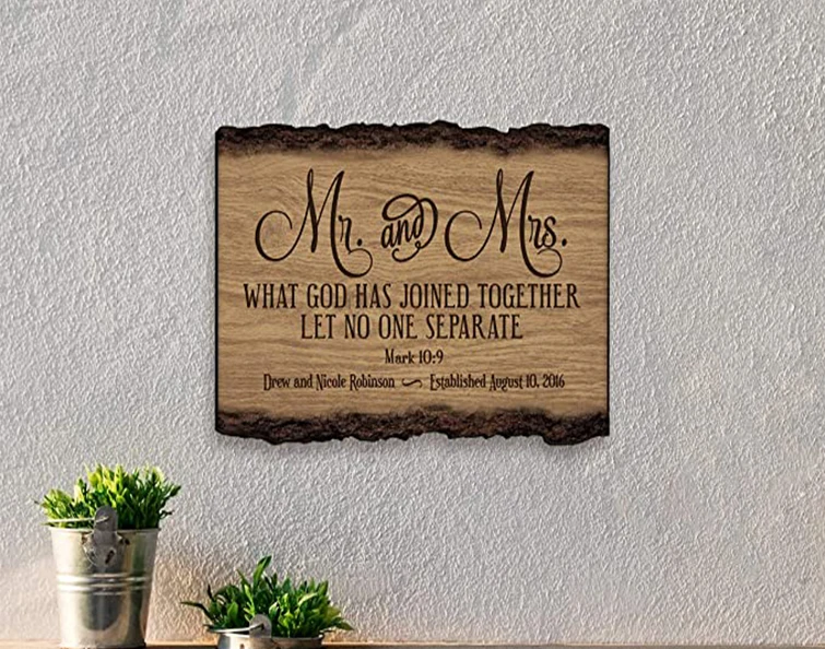 LifeSong Milestones Mr and Mrs Personalized Custom Family Name Sign Engraved with Family Name and Established Date to Remember W