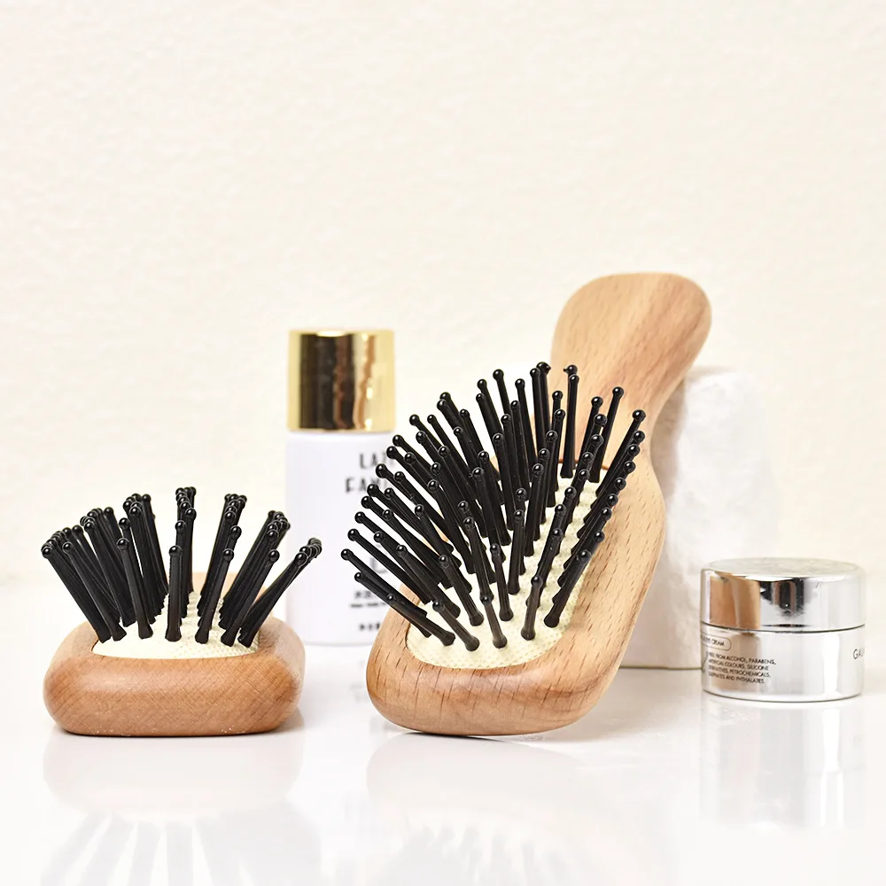 High Quality Lift Eco Friendly Bamboo Brush Beech Massage Air Cushion Comb Travel Porket Hair Brush Hotel Supplies Custom Logo