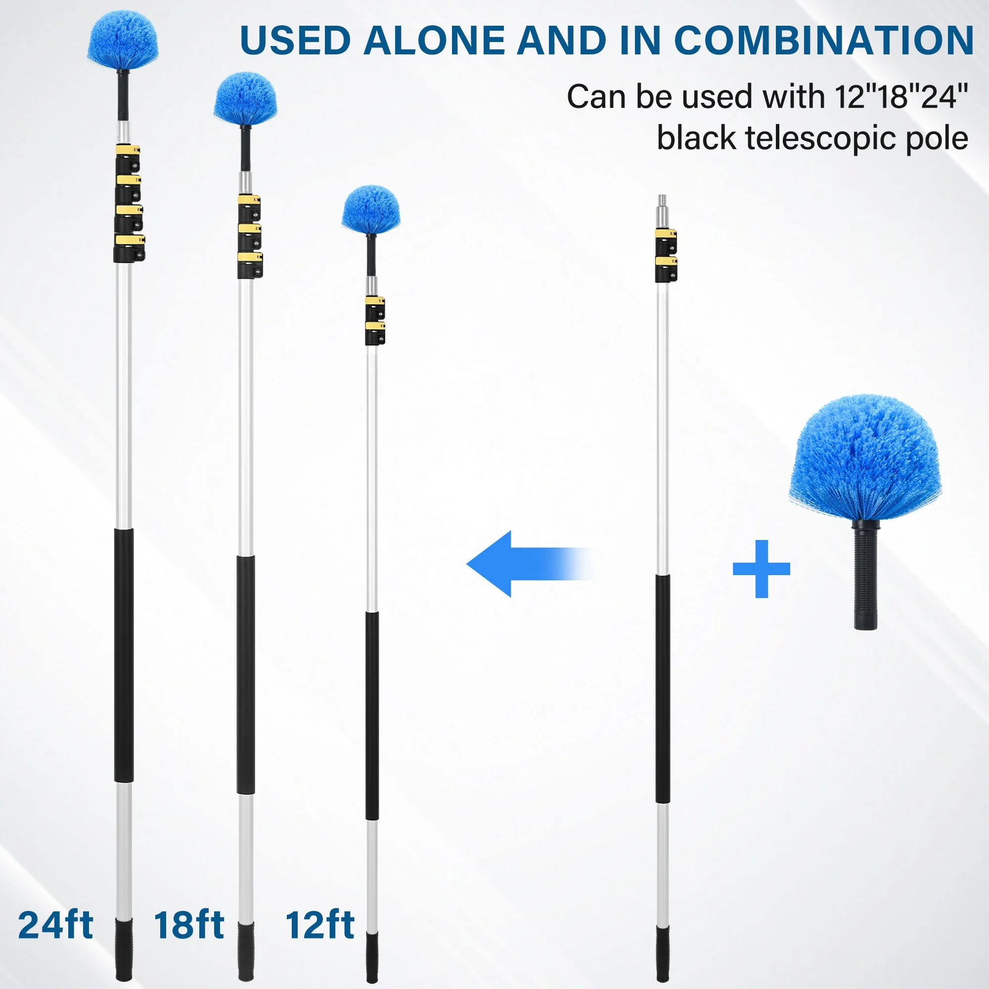 Cobweb Duster with 12 FT 18 FT 24 FT 30 FT Telescopic Extension Pole