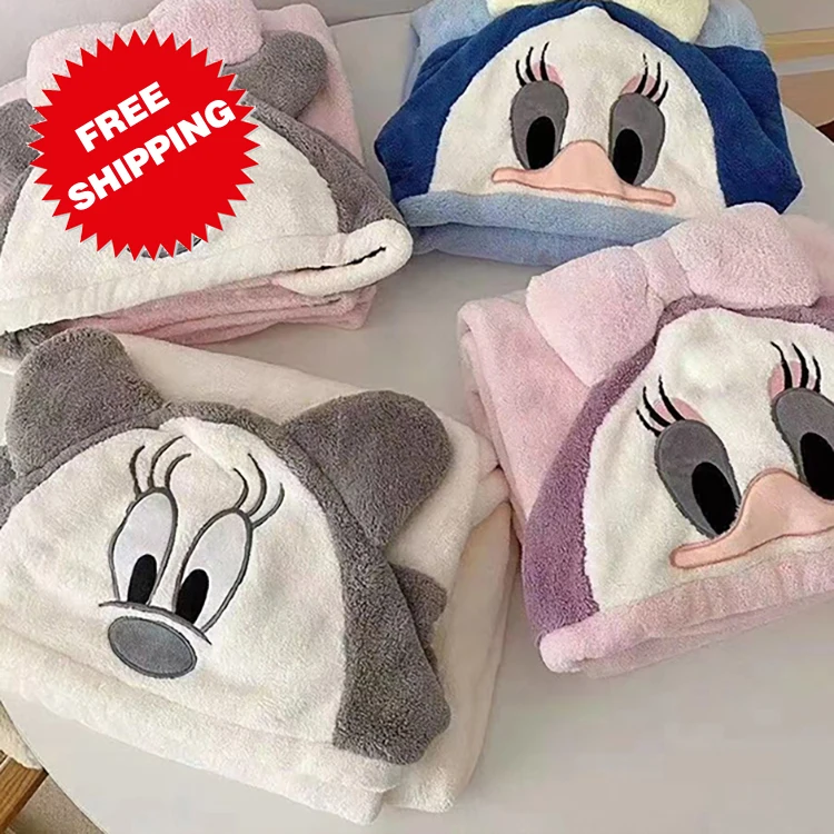  Lovely Coral Fleece Kids Towel With Cloak Portable Quick