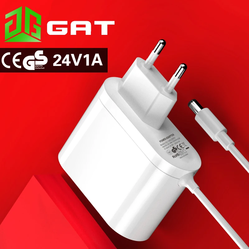 
European standard CE RoHS power adapter 24V 1A high-end adapter 24W DC head power plug with cable classic simple design 