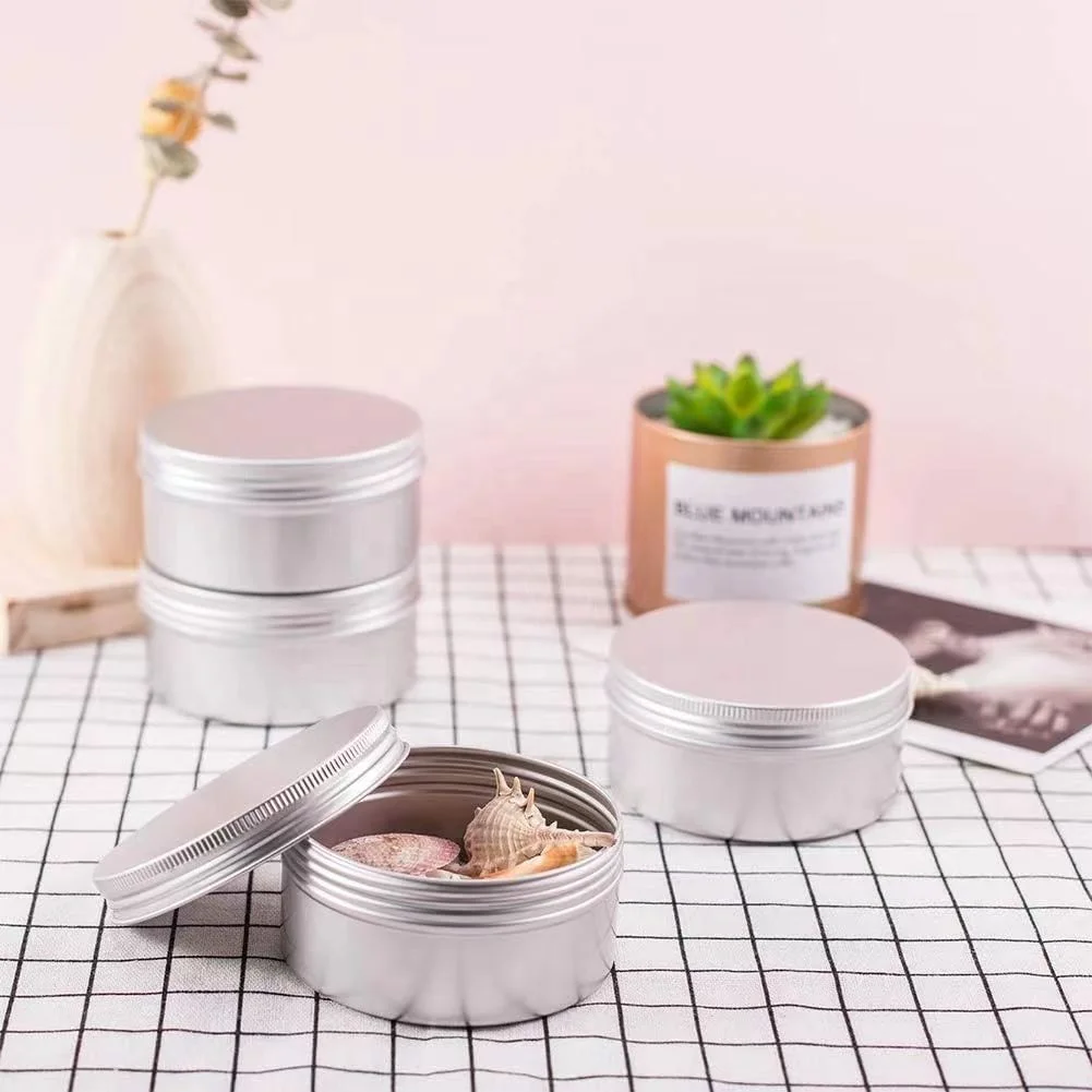 100g 150g 200g 250g big round aluminum tin jar with lids metal can storage