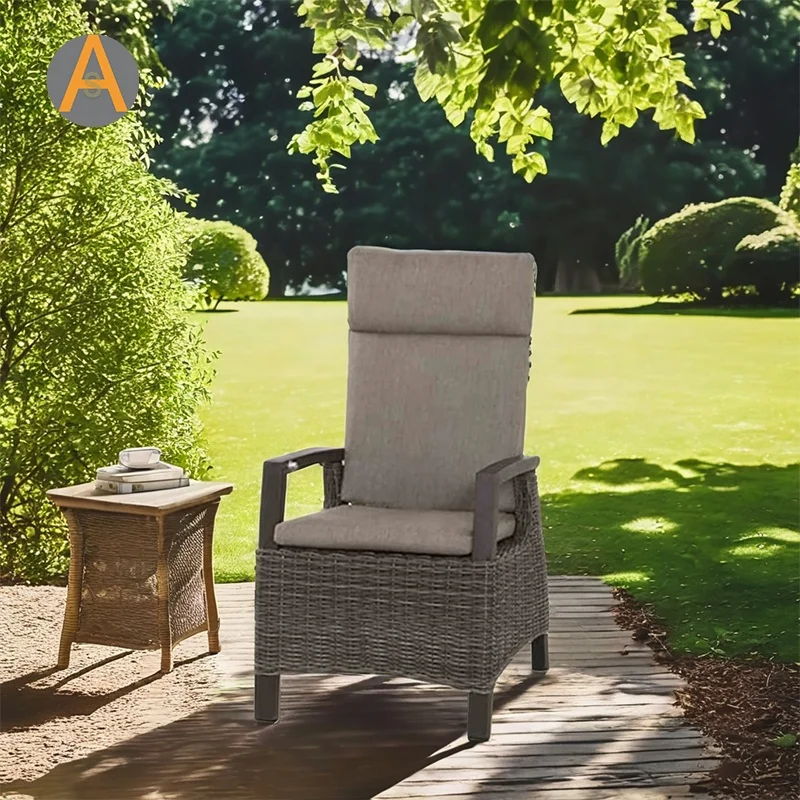 Unique Outdoor Furniture Functional Folding Reclining Rocking Chair Patio Garden Rattan Wicker Dining Chair With Adjustable Back