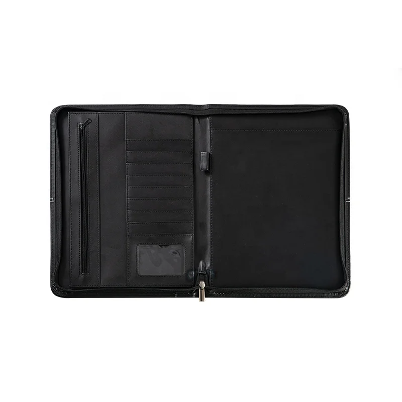 
Pu Leather A4 Presentation Portfolio with Note Pad And with Zipper Custom Folder 