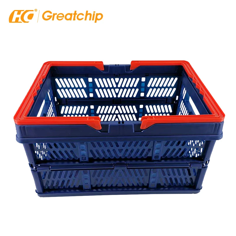 Supermarket Foldable shopping basket market shopping plastic Folding portable basket