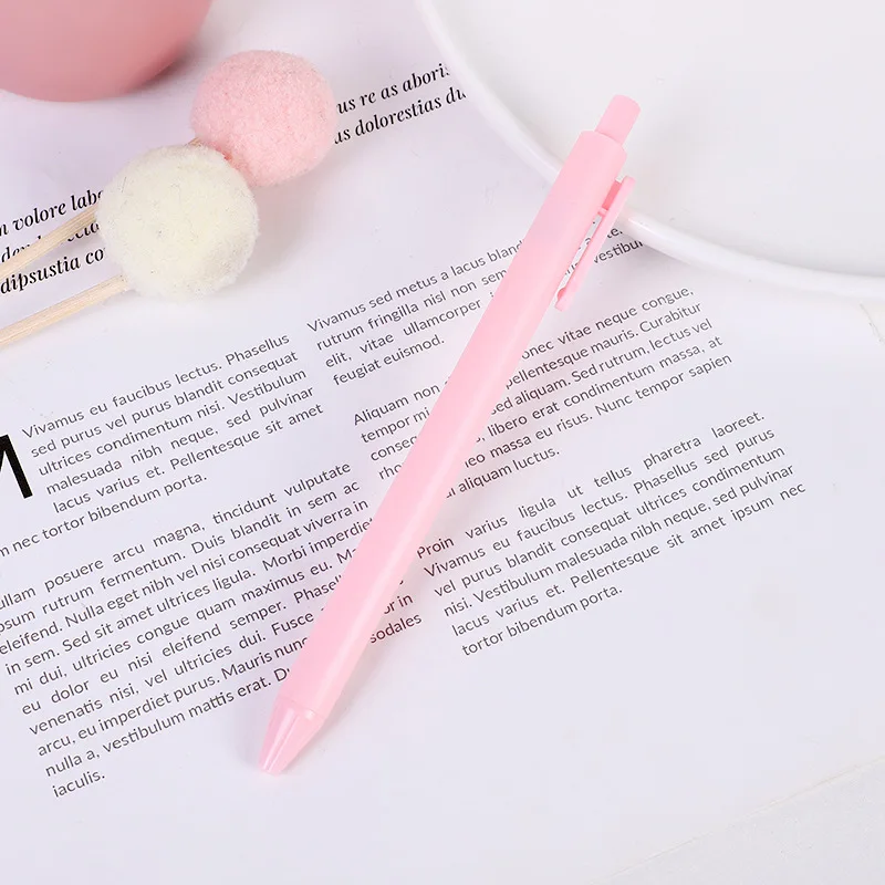 Korean style macaron press pen candy color simple  black ink gel pen student Test signature pen