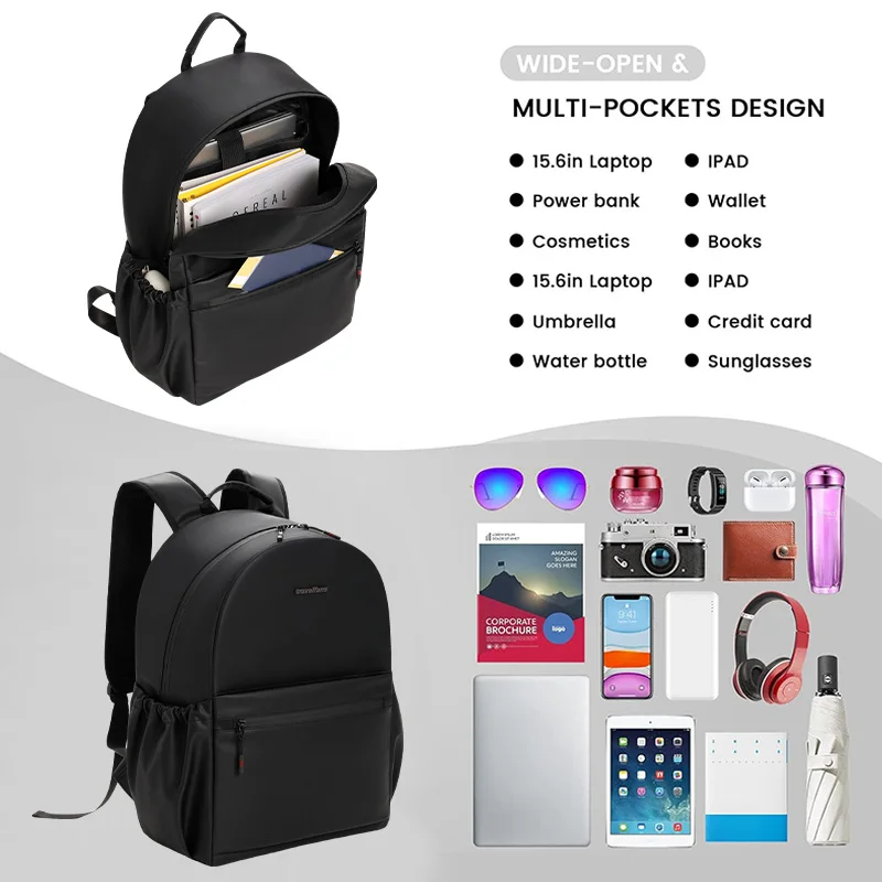 American Style Zipper Business Computer Travel Bag Waterproof Laptop Backpack with Handle Wholesale