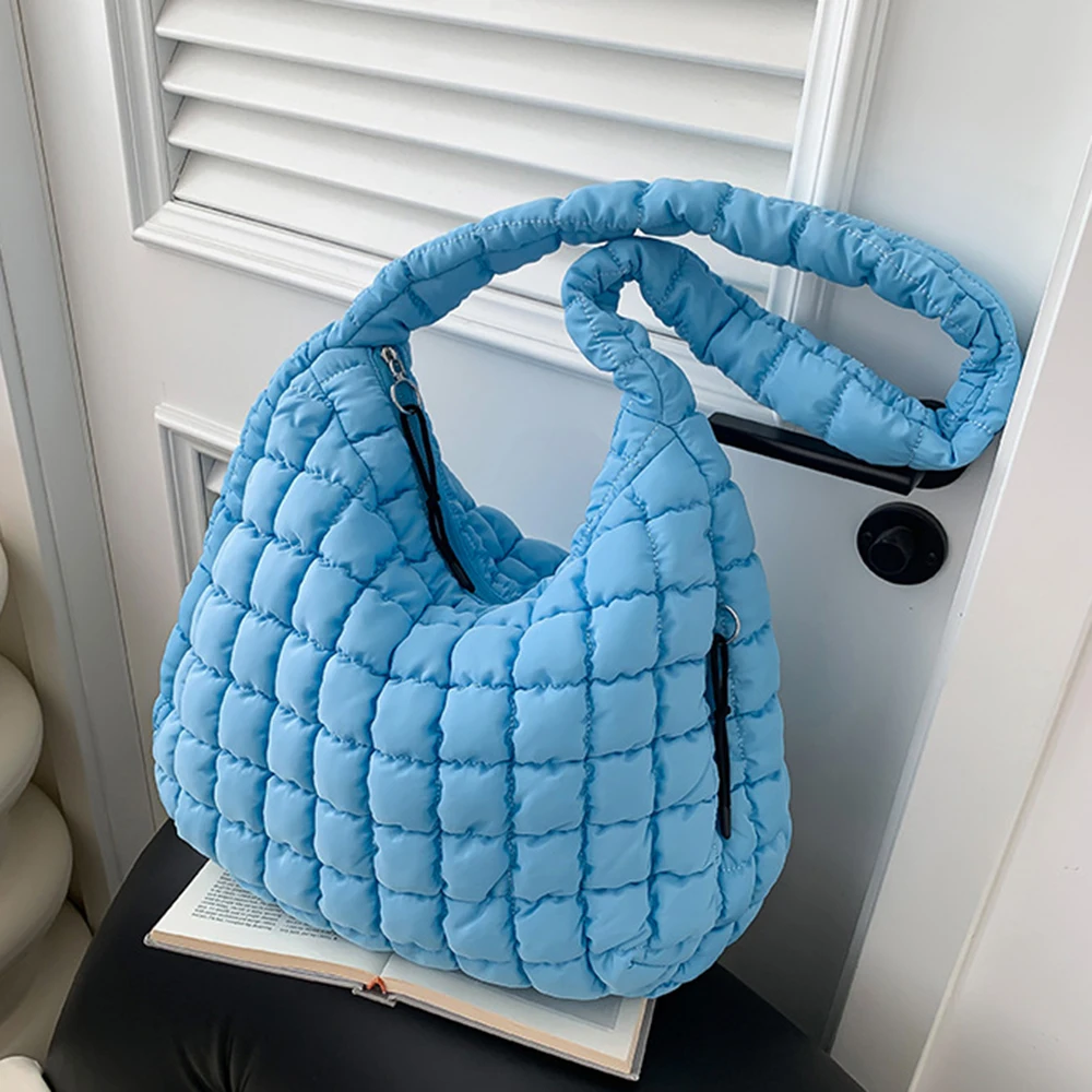 Fashion Polyester Puffer Hobo Bag Casual Popular Sport Bags Large Capacity Ladies Shoulder Bags