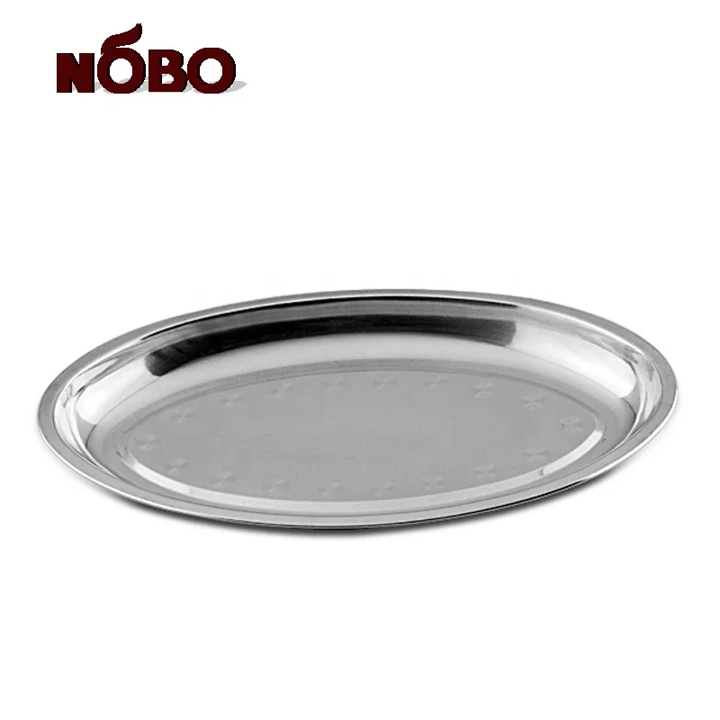 New arrival kitchenware egg shape deep dinner plate stainless steel oval food snacks serving tray