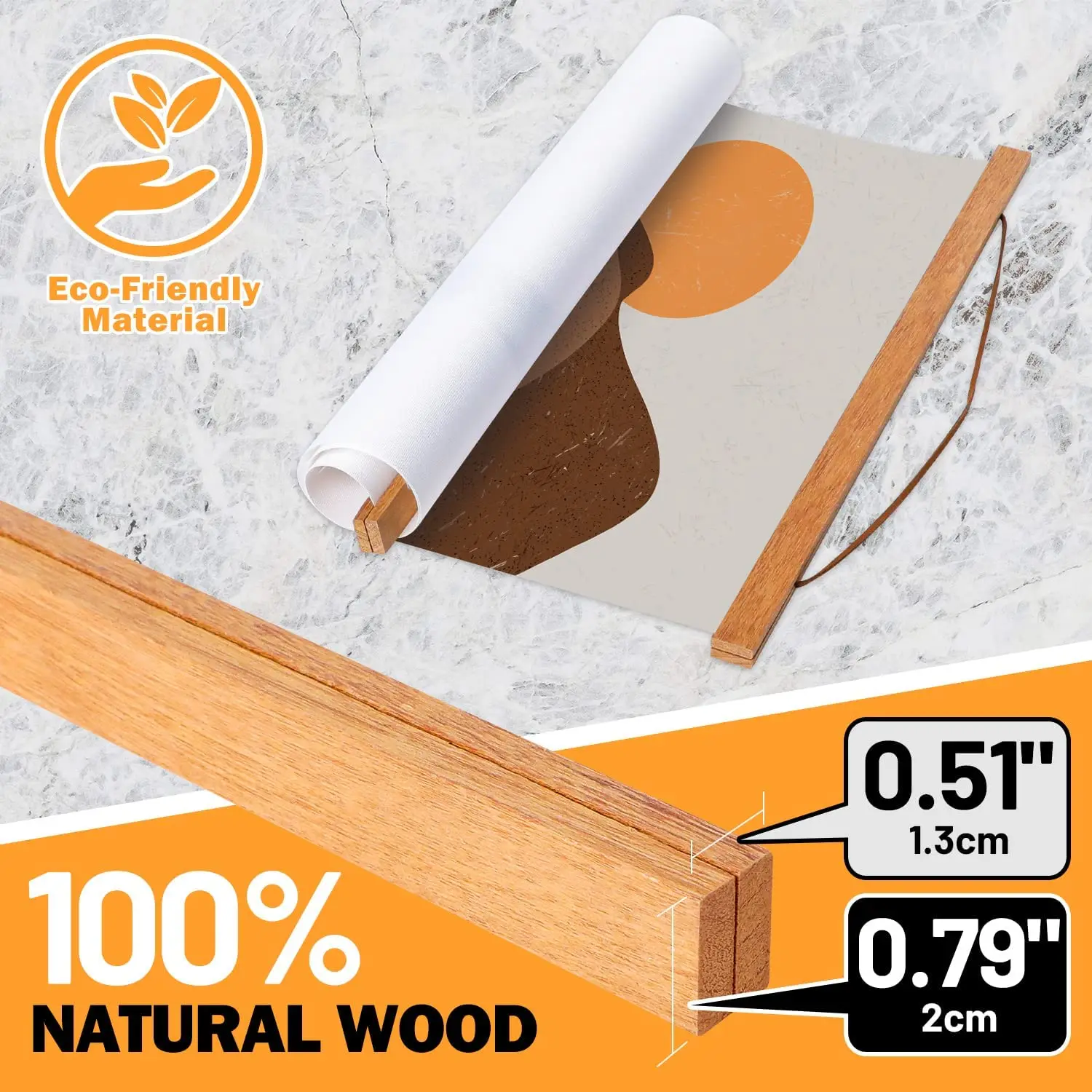 Wooden Magnetic Poster Hanger Frame Light Wood Magnet Canvas Artwork Print Dowel Poster Hangers Frames Hanging Kit Teak Wood