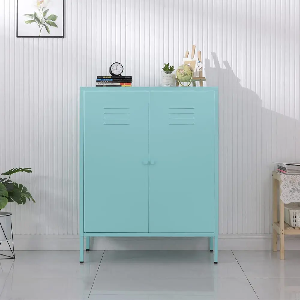 Chic Nordic Storage Cabinet Home Furniture Durable Metal Storage Cabinet Sideboard Cabinet with 2 Swing Doors