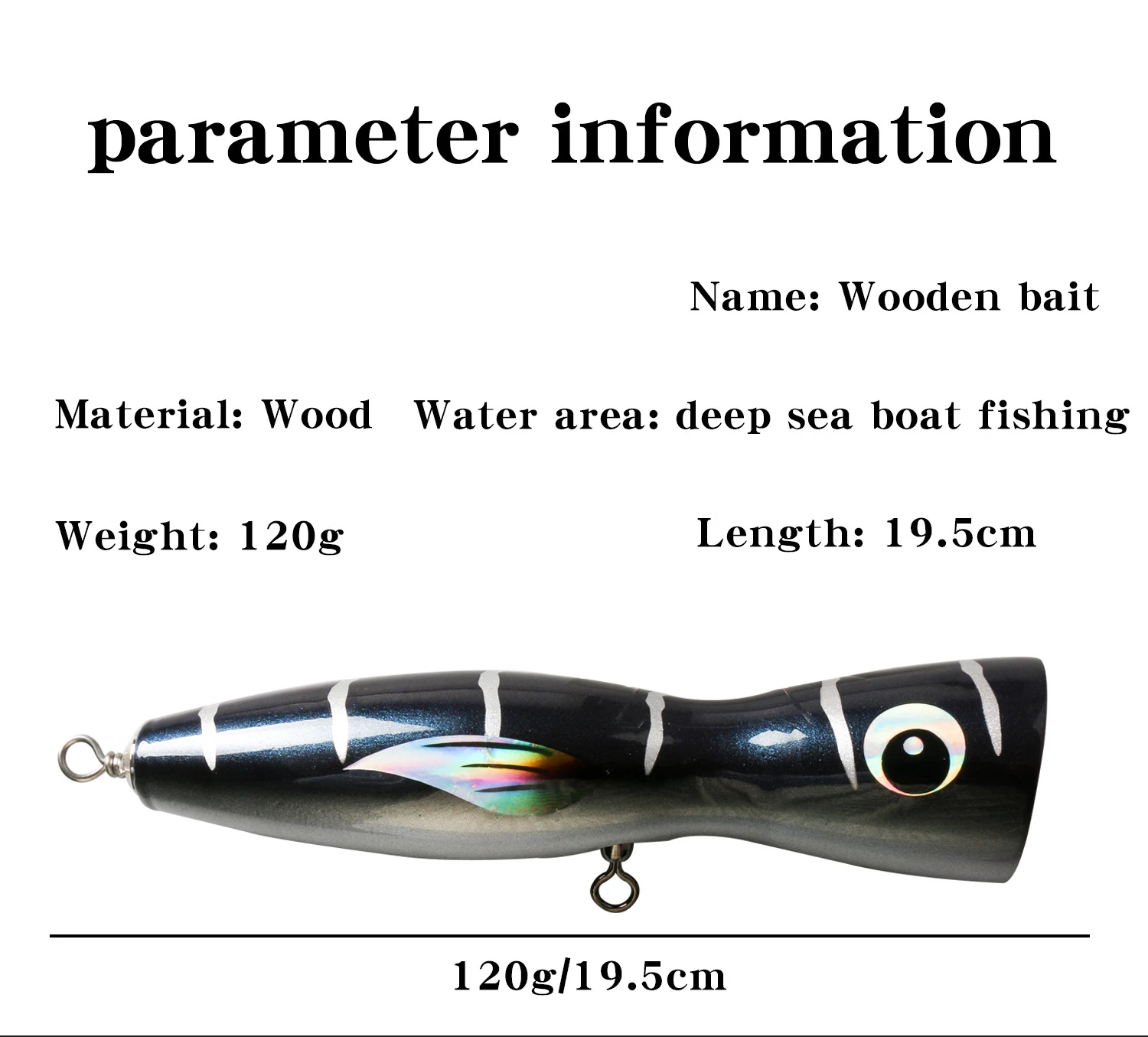 Handmade Top Water Wood Lure New 40g-120g Wooden Popper Trolling Fishing Baits for River Trolling Made of Silicone and PVC