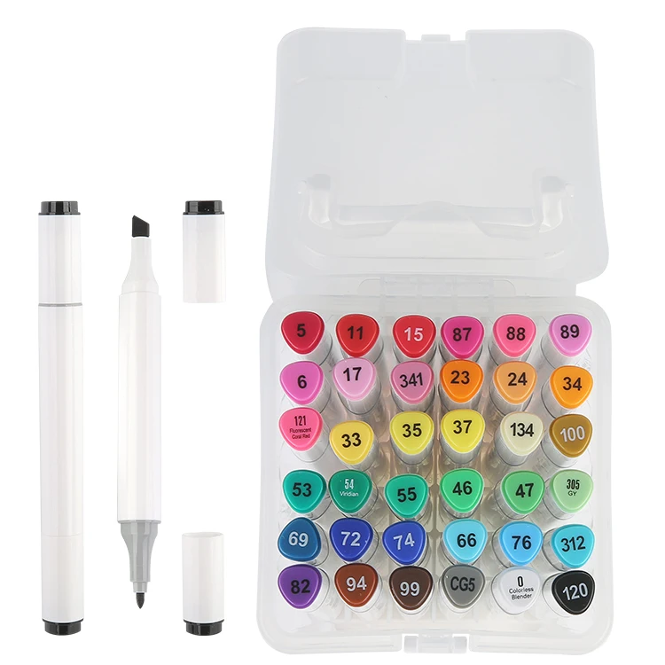 36 Colors Set Double Ended 1mm Round 4mm Chisel Tip Brush Dry Erase Alcohol Art Paint Marker Pen