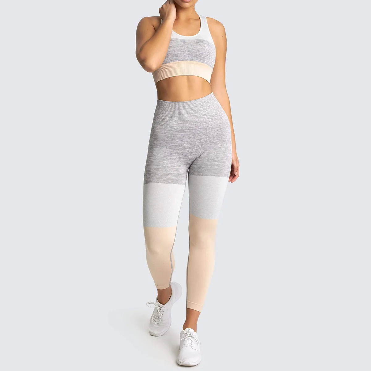 Women Seamless Ombre Bodybuilding Workout Gym Fitness Leggings and Tops Yoga Set Wholesal 2021