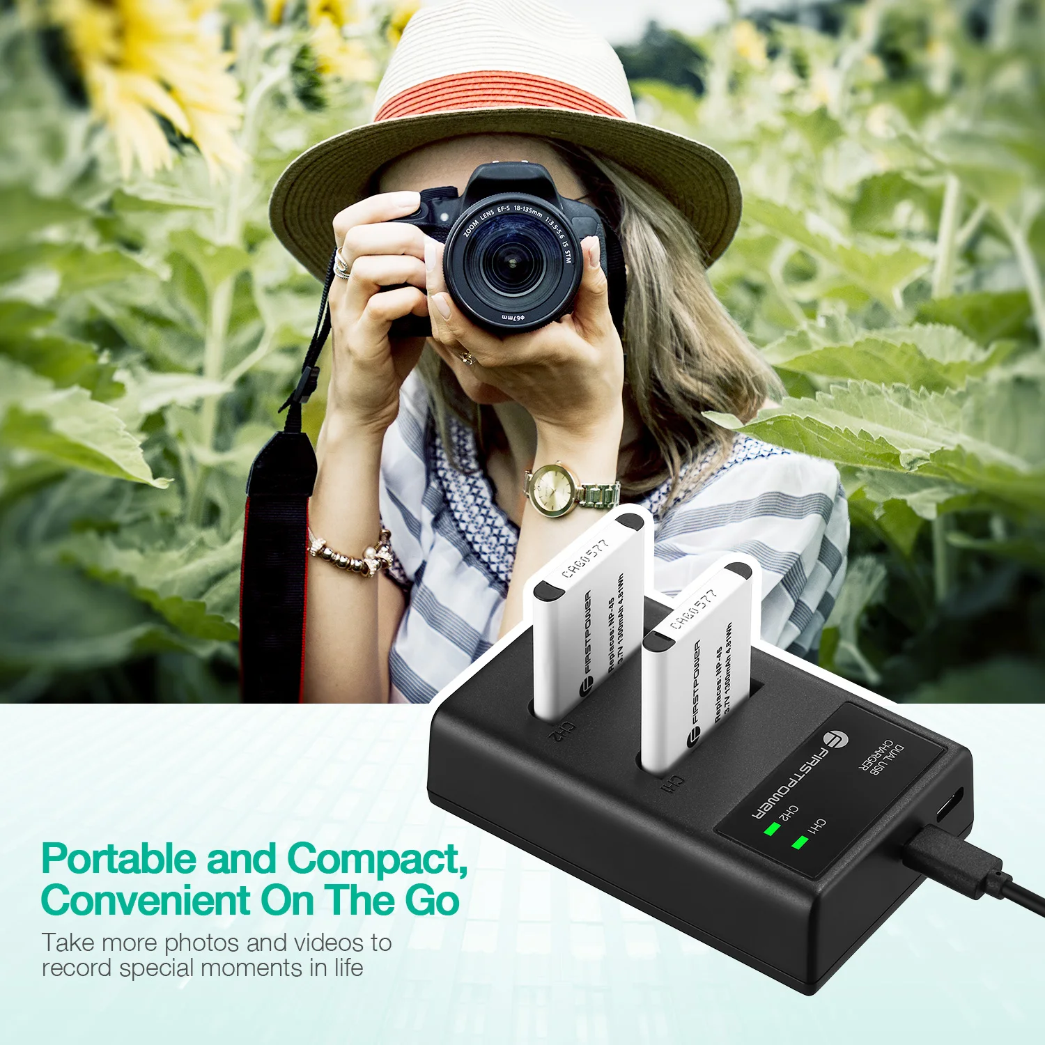 Rechargeable 1300mAh 3.7 V Lithium-ion Digital Battery Charger Set For Fujifilm NP-45/NP-45a/NP-45s