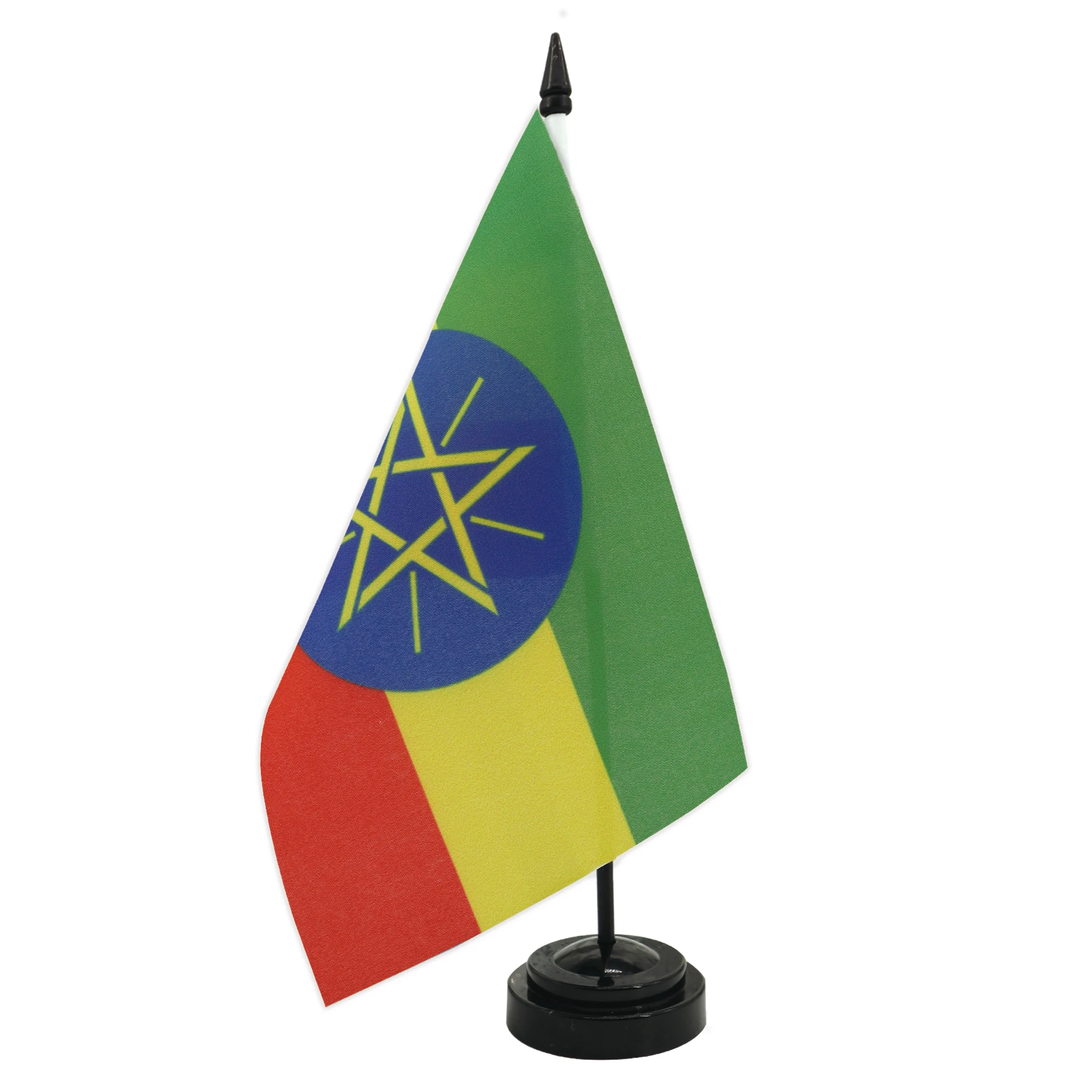 Factory Hot Sale Ethiopia Table Flag Polyester Material Office Desktop Decoration ABS Plastic Base Plus Flagpole