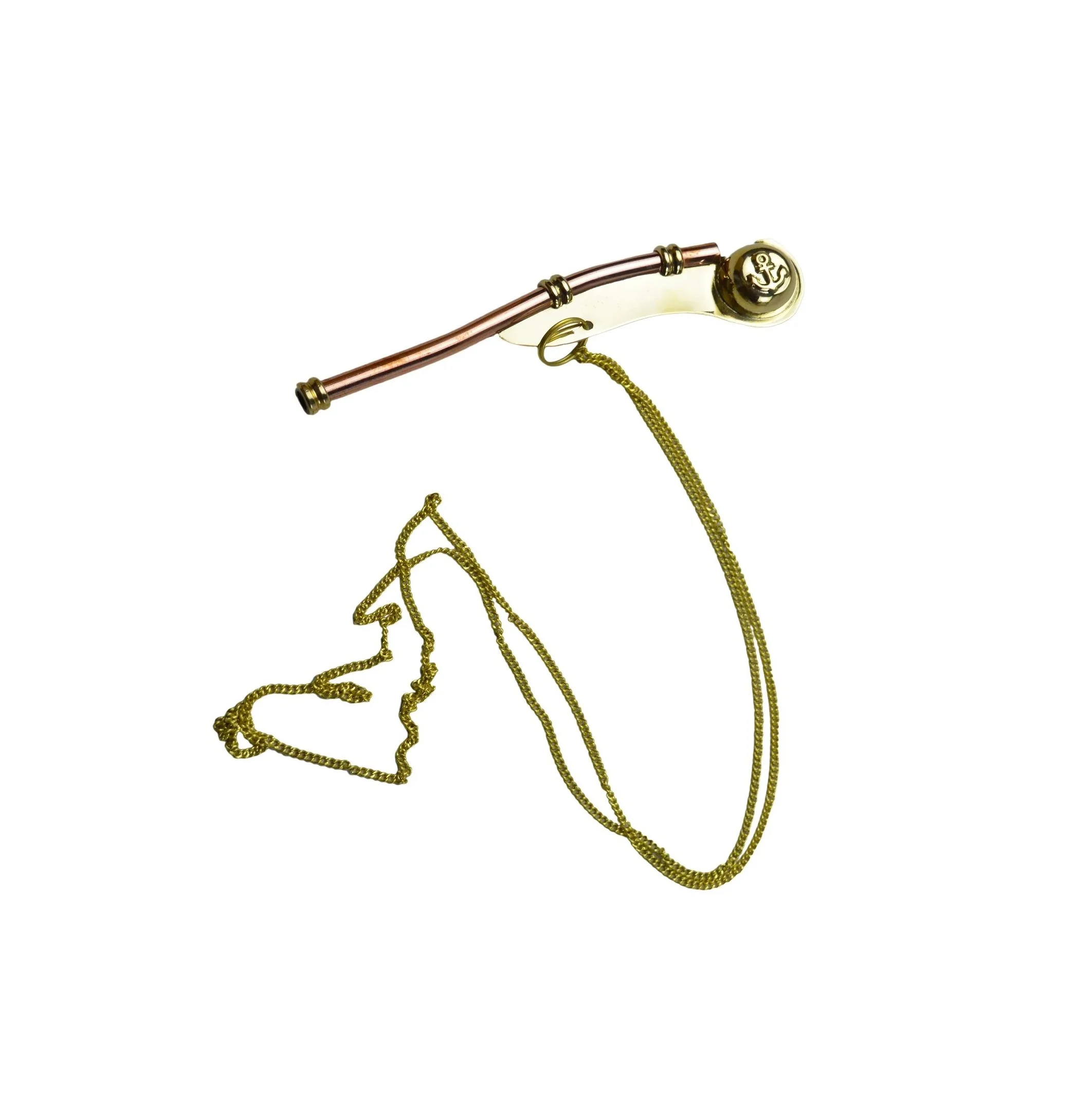 High on Demand Antique Brass Copper Boatswain Whistle with Chain from Indian Exporter at Wholesale Price