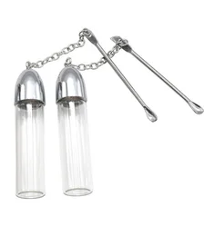 2.5ml 6ml  Glass Pill bottle storage case Rocket Snuff Snorter Dispenser Bullet Snuff Sniffer With Metal Spoon.Color Random