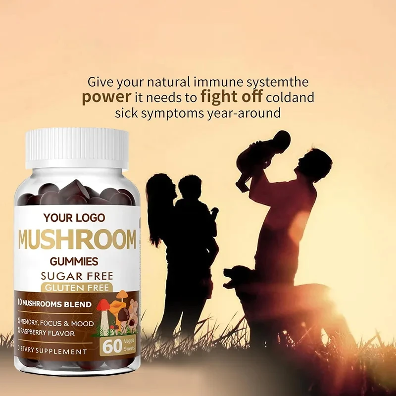 10 in 1 Mushroom Gummies For Focus Supply Private Labels Organic Mushroom Gummy