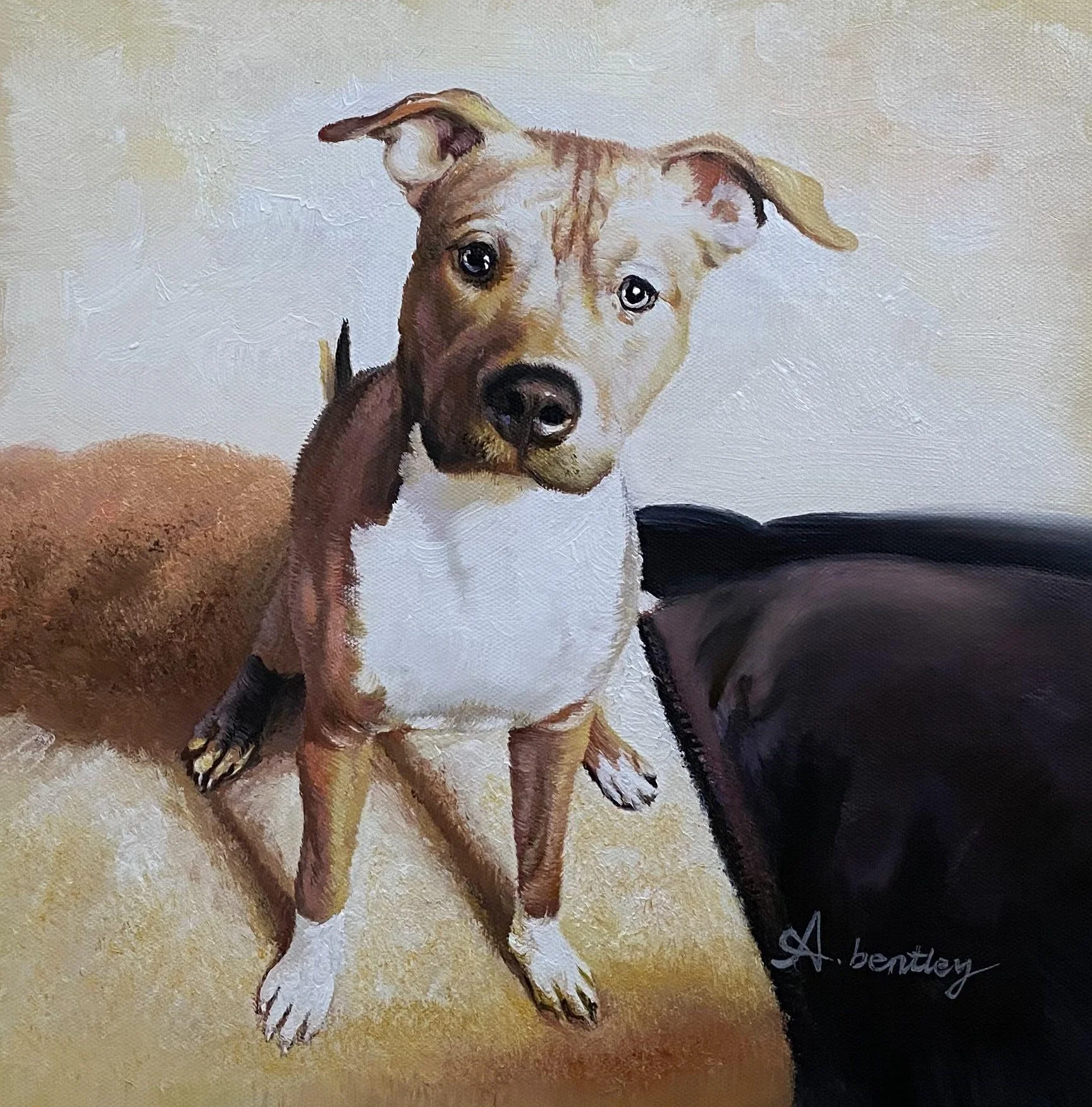 Gift Handmade Canvas Wall Art Custom Pets Dog Oil Painting From Photo