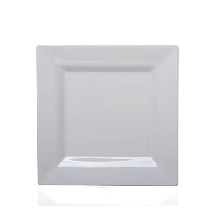 White Square Disposable Plates,Heavy Duty Plastic Party Plates for Christmas Thanksgiving