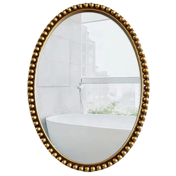 Античное Золотое круглое или овальное настенное зеркало для