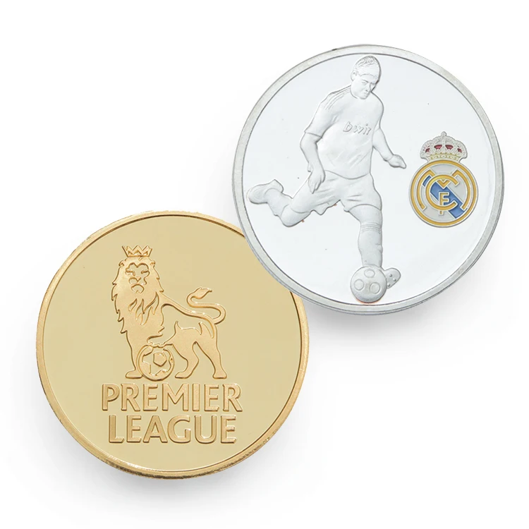 
Commemorative Enamel Custom Souvenir Engraving Soccer Football Club Gold Silver Plated Coin 