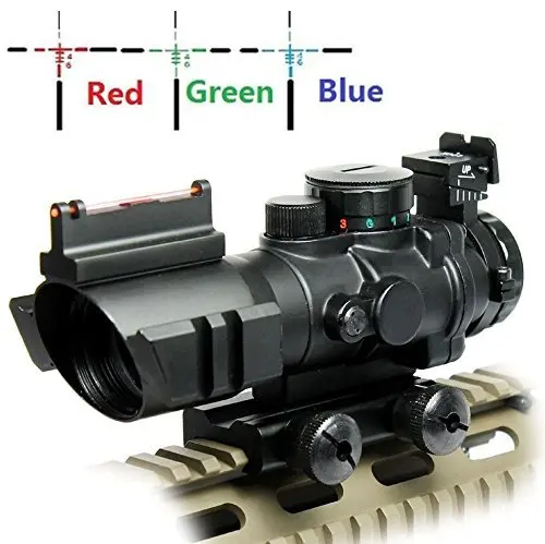 
4x32 fiber optic sights ACOG Optical Fiber Tactical Sight Rifle Hunting Prism Mechanical Sight blue, red, green Adjustable range 