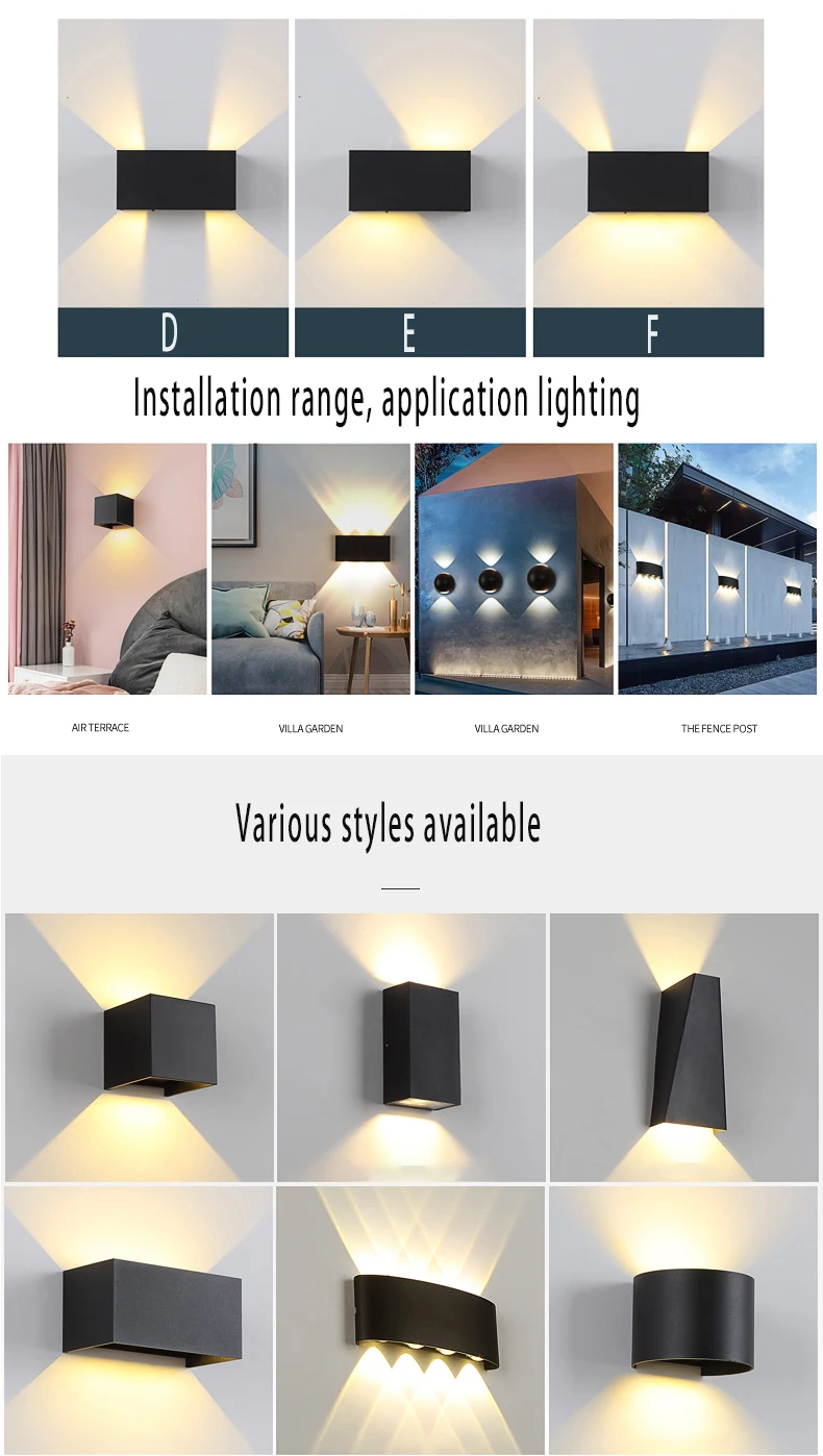 Modern Porch Wall Light Indoor Aluminum Sconce Interior Lighting Up and Down wall lights Outdoor Waterproof Garden led wall Lamp