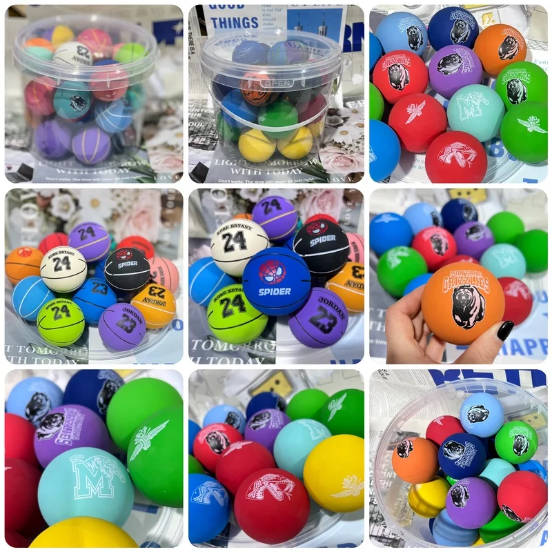Wholesale 60mm Customized Brand Logo High Bouncing Natural Rubber Basketball Toy Jumping Ball