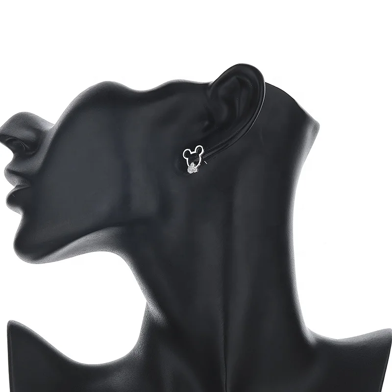 Cute Little Bear Stud Earrings Wholesale Silver Earrings Manufacturer Vintage Style Cubic Zirconia Jewelry Wholesale