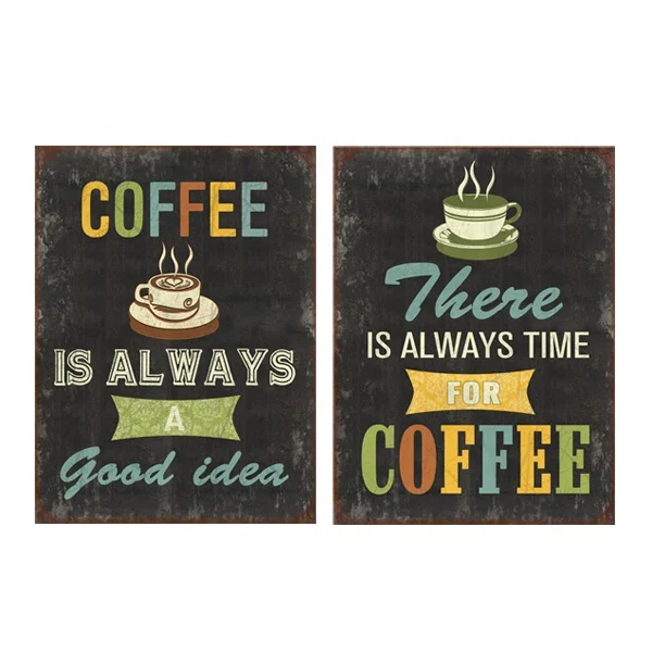Antique style metal coffee cup wall art for shop /house decor