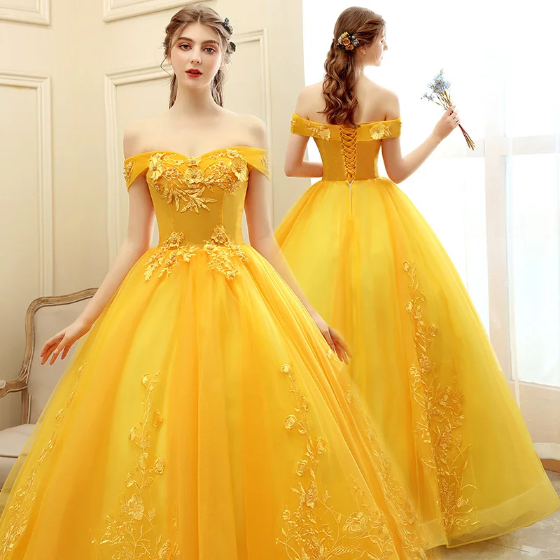 New hot manufacturers direct fashion design  Colorful wedding dress stage pompous  evening dress long performance dress