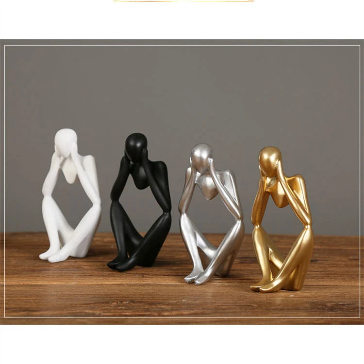 Resin Thinker Crafts Abstract Sculpture Thinking Statue Collectible Human Figurines Home Office Bookshelf Desktop Decor