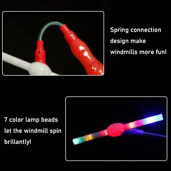 Nicro Glow In Dark Luminous Lightup Magic Wand Toy LED Windmill Toy Spinner Stick Fun Light Toys Ball Swivel Kids Party Favor