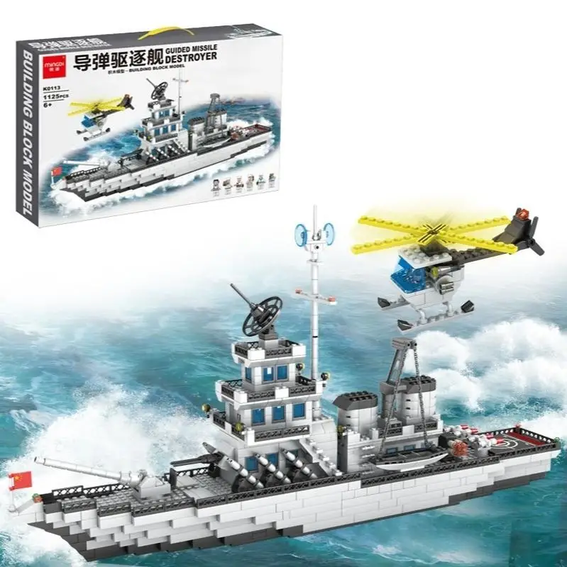 military series aircraft carrier building blocks guided missile destroyer plastic bricks particles children assembled toys K0113