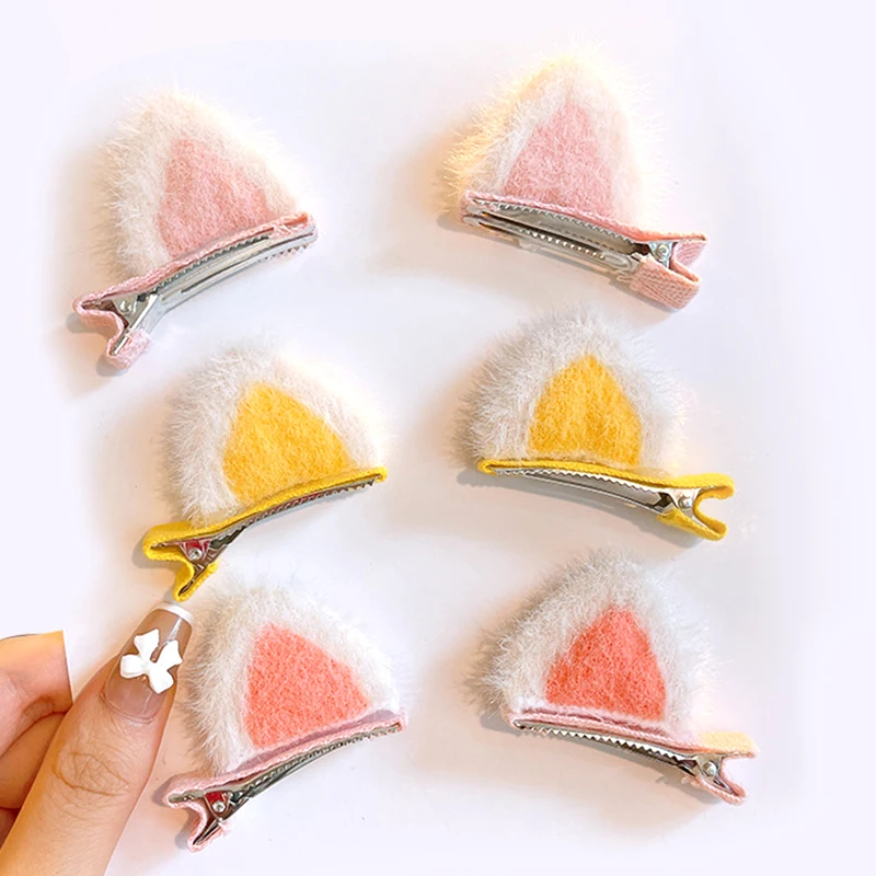 South Korea children cartoon cat ear hairpin plush girl hair claw clips cute little girl duck beak clip girls accessories