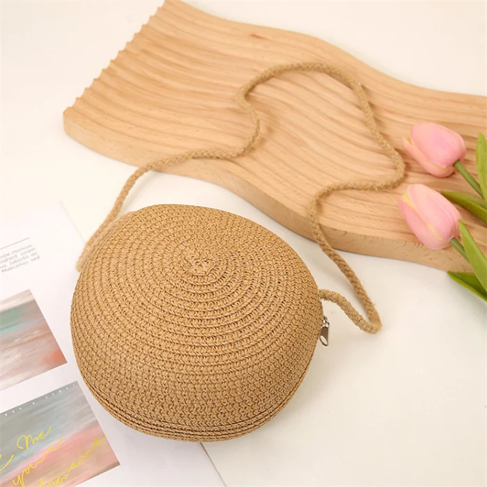 Fashion Design Beach Purse Wallets Mini Round Woven Beach Circle Straw Bag Crossbody Shoulder Bag Boho Bags for Summer