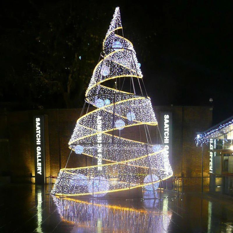 Artificial spiral outdoor commercial lighted large giant christmas tree for Mall decoration