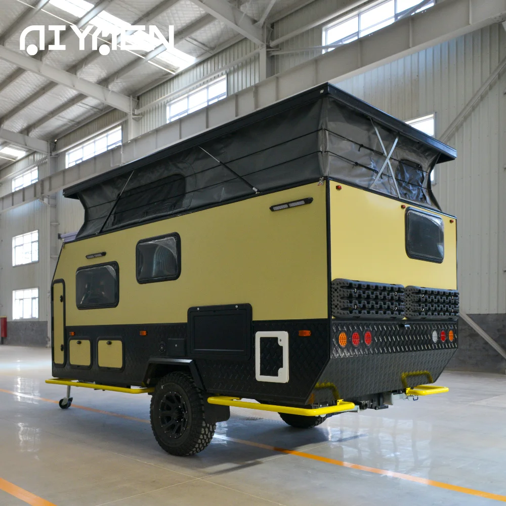 Роскошный 4x4 гибридный RV караван двухосный Электрический внедорожный туристический прицеп с солнечной панелью мини-прицеп для кемпинга