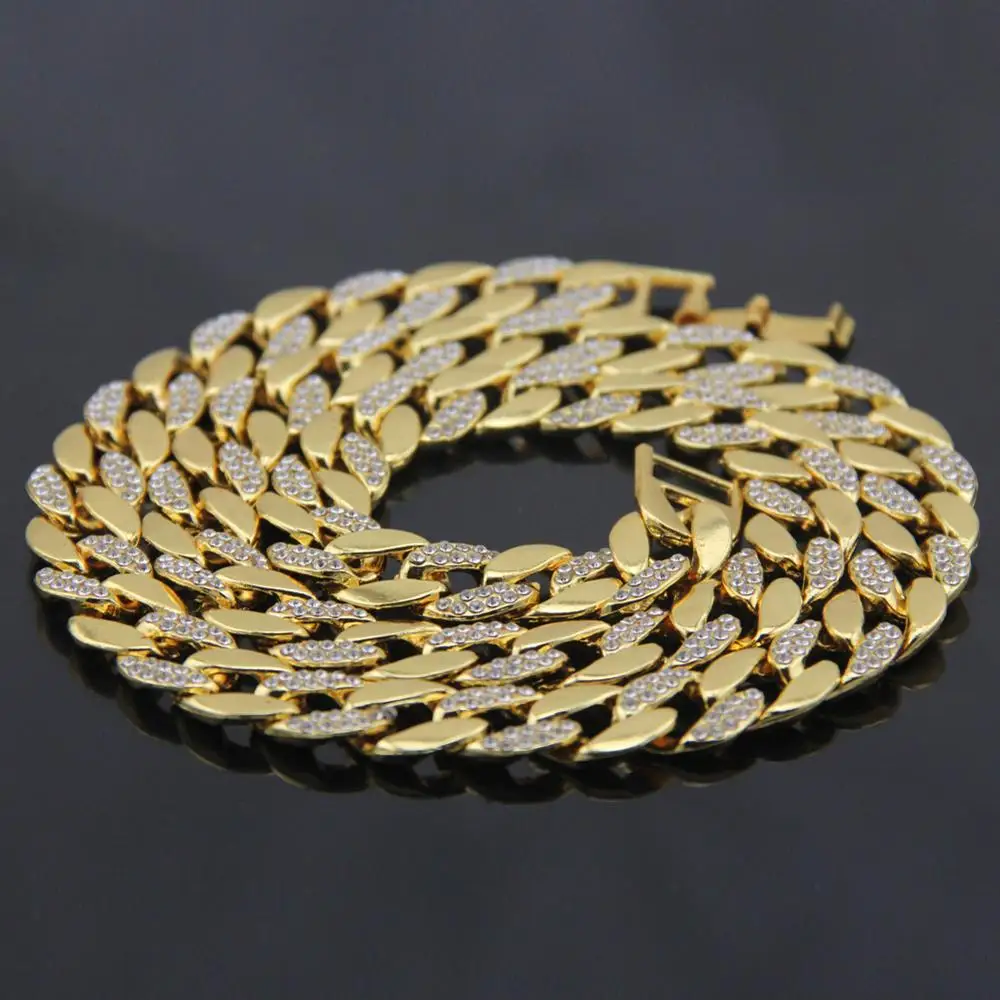 Лидер продаж позолоченная цепочка с драгоценным камнем в стиле хип-хоп 18 карат ювелирное ожерелье