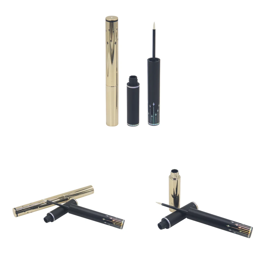
Round plastic empty eye liner bottle black gold cosmetic eyeliner tube for sale 