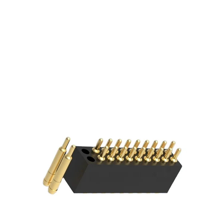 Denentech Gold plated 1.27mm Male spring loaded H4.0m Straight SMT 2 pin pogo pin charger connector