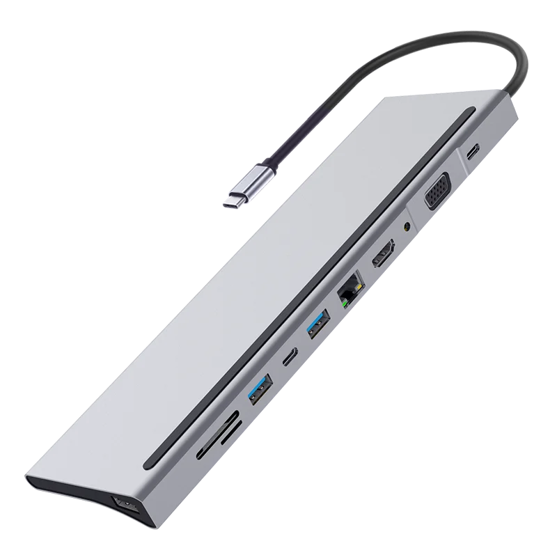 Portable 11 in 1 Type C Multiport Hub to USB 3.0 4K HDTV Docking Station Swith Dongle Usb-C Hub for Macbook Pro