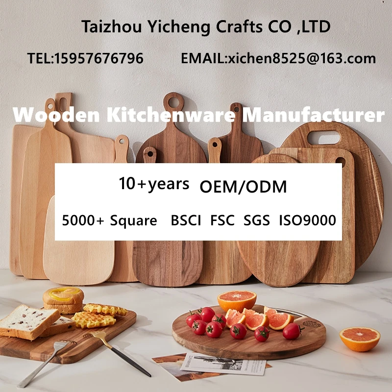 Factory Custom Round Acacia Double Side Wood Cutting Board for Meat Bread Charcuterie Suspension Type Wooden Chopping Blocks