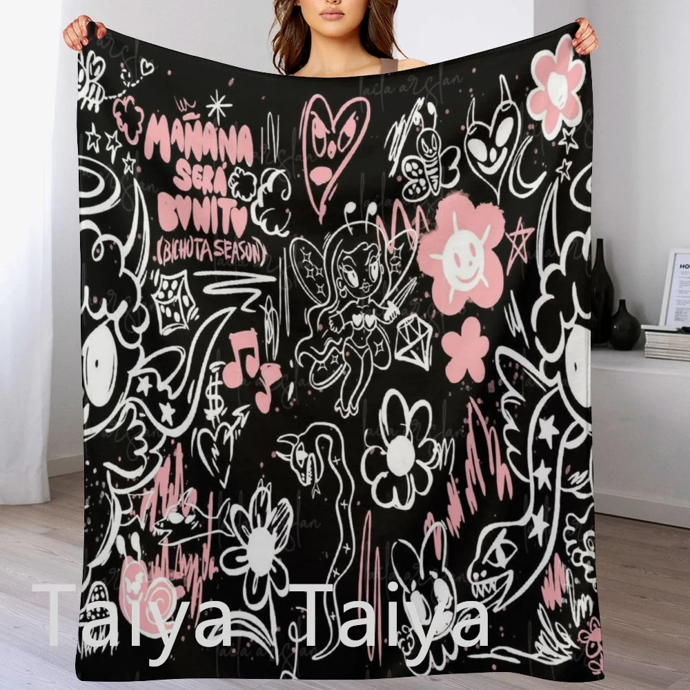 Hot Sale popular halloween Karol G pink hair manana sera bonito bichota season Flannel fleece travel nap throw blankets