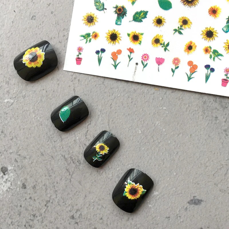 Popular Holographic Flower Nail Art Decals For Girls Women Nail Art Decoration