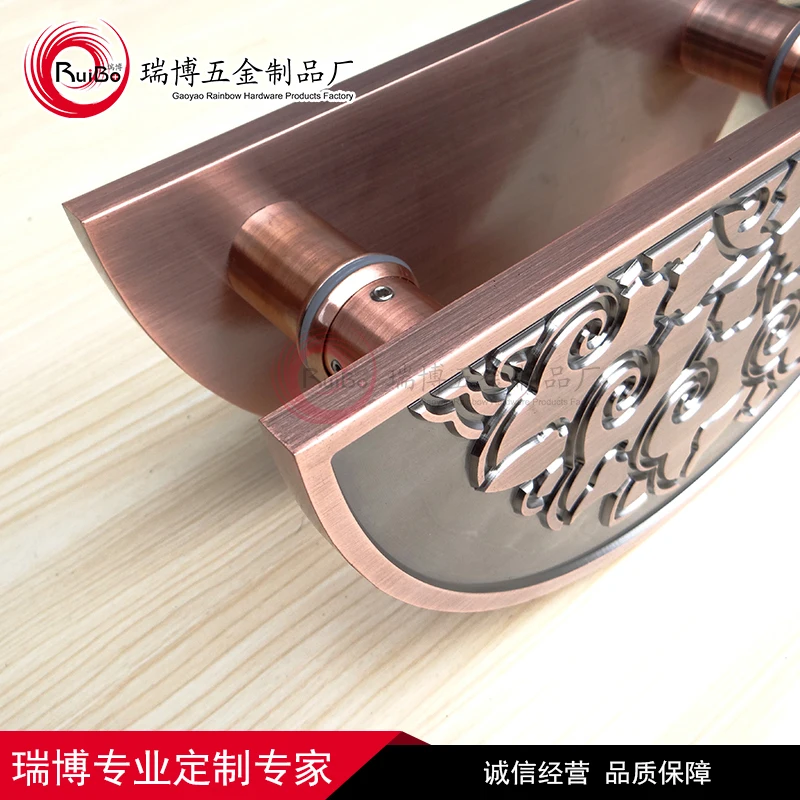 New Chinese Aluminum Carver Semi-Round Handle Antique Luxury Door Handle Custom Glass Door Wooden Door Fine Carver