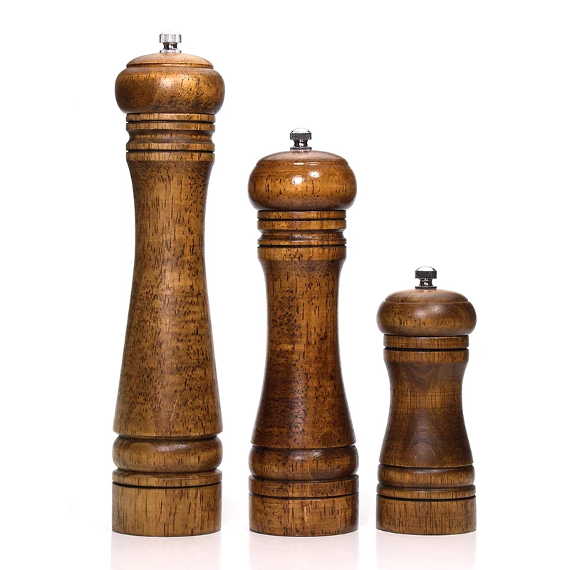 
Wood Salt and Pepper Mill Set, Pepper Grinders, Salt Shakers with Adjustable Ceramic Rotor- 8 inches -Pack of 2 