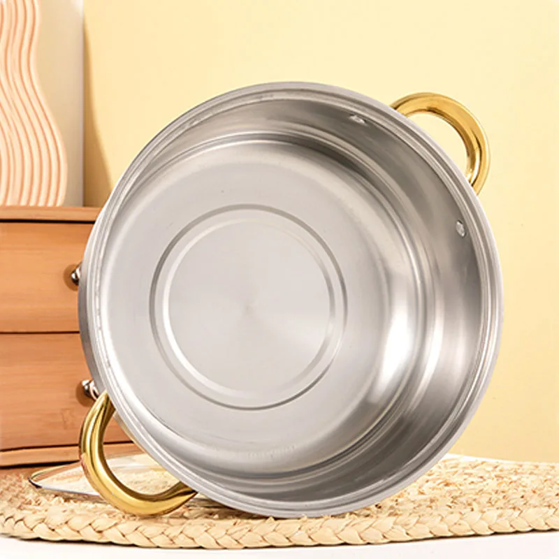 Golden Handle Stock Pot 10 Pieces Set 16-24cm Household Stainless Steel Pot Cookware Set